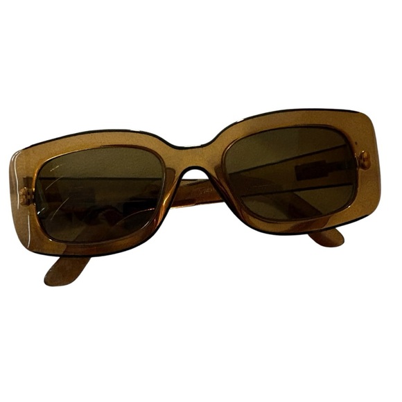 Vintage Gucci Tom Ford Era Sunglasses Amber Rectangle Y2K Italy GG2431/S - Picture 4 of 8